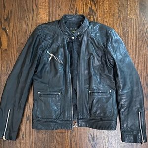 Genuine Black Leather Moto Jacket